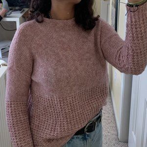 Light pink mock neck knit sweater